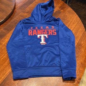 Texas Rangers blue pullover hoodie youth medium 10-12 like new GEN2